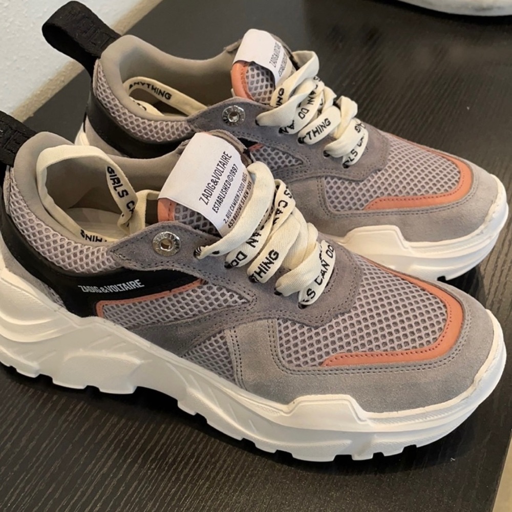 New Zadig & Voltaire Sneakers size 39; Grey & white with chunky sole. New w/box.